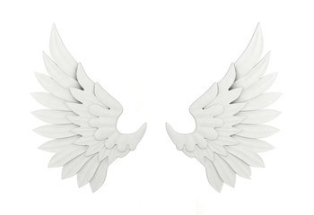 White wing isolated on white background, 3D rendering