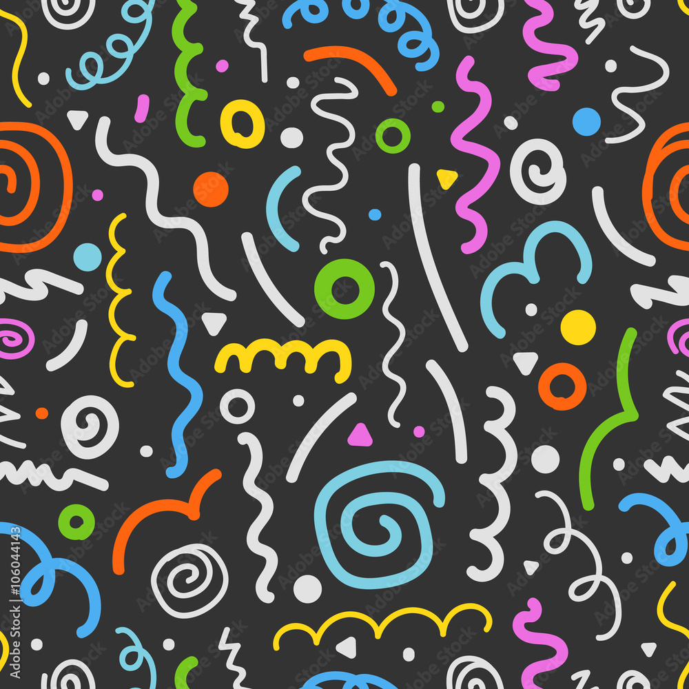 Poster different hand-drawn doodle elements pattern. abstract seamless