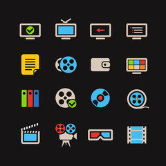 Cinema color web icons collection
