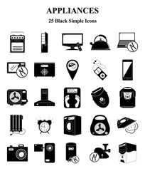 Appliances 25 icons set for web and mobile