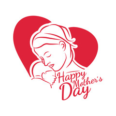 Illustration for Happy Mother Day congratulation card.Vector