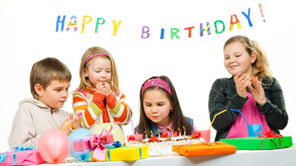 Fototapeta premium Group of children at birthday party