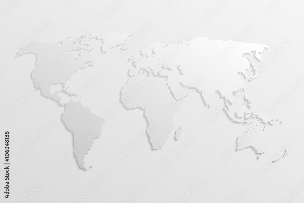 Poster World map in gray with shadows and gradients