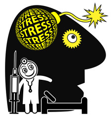 Patient with acute stress disorder. Concept sign of a nervous breakdown depending on medical help of a physician