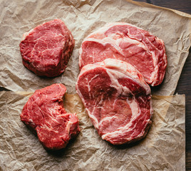 Raw tenderloin & Rib-Eye Steaks - 106048943