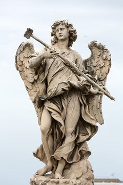 Marble statue of Angel with the Sponge by  .Antonio Giorgetti from the Sant'Angelo Bridge in Rome, Italy,