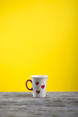 Mug decorated by a child. Space for text.