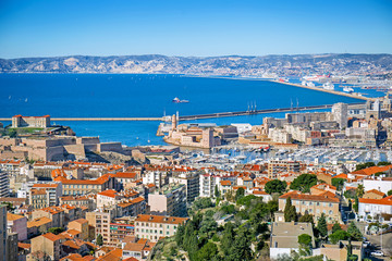 Naklejka na ściany i meble Panorama of Marseille, Provence, France
