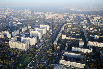 Moscow from a height, the view from the Ostankino tower