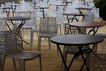 plastic furniture in the cafe