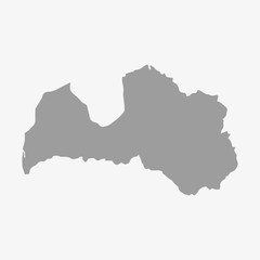 Latvia map in gray on a white background - obrazy, fototapety, plakaty
