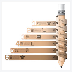 Education And Learning Infographic With Spiral Tag Pencil Diagra