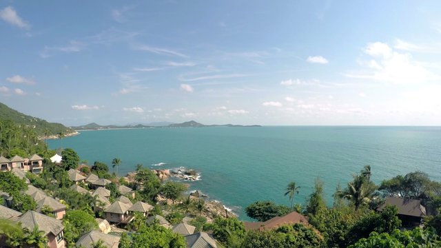 4K. Paradise Sea View from Luxury Resort on Tropical Island.