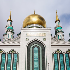Moscow Cathedral Mosque in sunny spring day