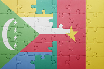 puzzle with the national flag of comoros and cameroon