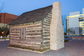 John Neely Bryan Cabin at Pioneer Plaza in Dallas,  Texas