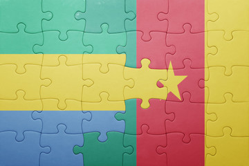 puzzle with the national flag of gabon and cameroon