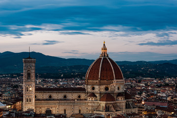 Dome of Basilica di Santa Maria del Fiore at night (Saint Mary of the Flower), Florence, Tuscany, Italy, Europe.