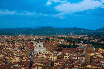 Fototapeta premium Florence at night view.Basilica di Santa Croce
