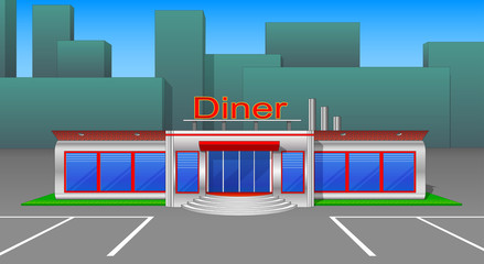 Diner cafe icons and cliparts front view v3