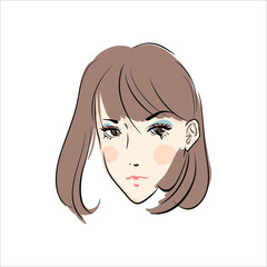 Woman short hair, hand-drawn