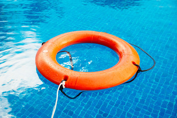 Life buoy afloat in a pool  in Mexico