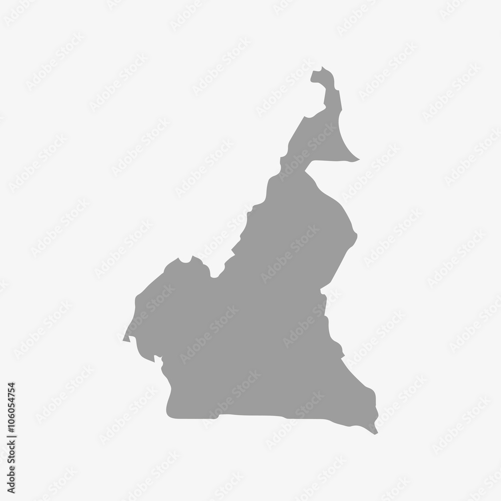 Poster cameroon map in gray on a white background