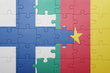 puzzle with the national flag of finland and cameroon