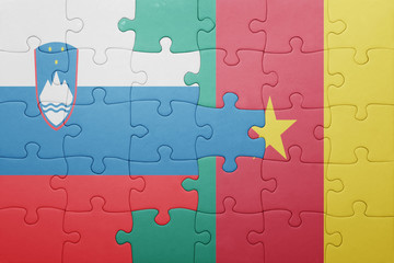 puzzle with the national flag of slovenia and cameroon