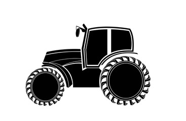 Black-and-white silhouette of the tractor