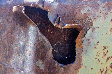 rusty metal covered with cracked paint. Vintage texture background