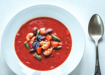 Portion of minestrone soup