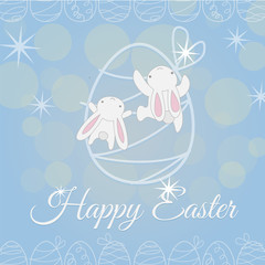Two white Easter Bunny climber