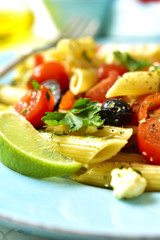 Pasta salad with tomatoes.