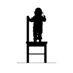 child on chair silhouette illustration