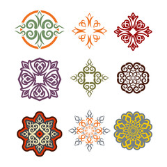 Fototapeta na wymiar Kazakh ornament set of elements. Ethnic pattern. Kazakhstan nati