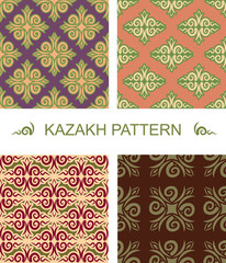 Kazakh pattern. Traditional national pattern of Kazakhstan. Text