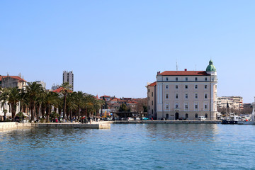 Eastern part of Riva (main sea promenade) in Split, Croatia. Split is popular touristic coastal destination in Croatia.