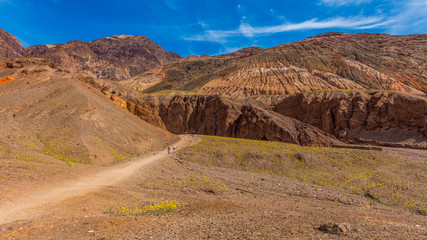 Rocky landscape background. Natural bridge canyon trail, Death Valley