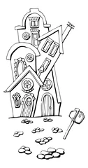 Foto op Plexiglas Gestapelde grappige cartoon huisjes © emieldelange
