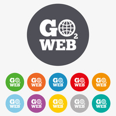 Go to Web icon. Internet access symbol.