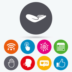 Hand icons. Like thumb up and click here symbols