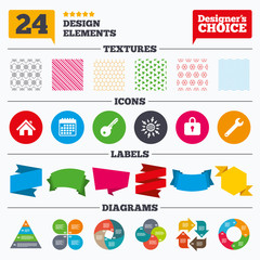 Home key icon. Wrench service tool symbol.