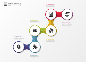 Colorful stairs. Infographic or timeline template. Vector