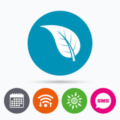 Fototapeta premium Leaf sign icon. Fresh product symbol.