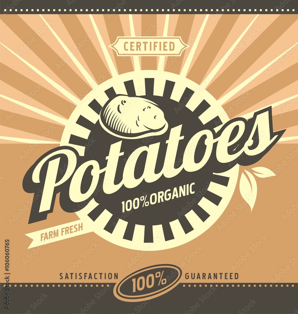 Wall mural Potatoes retro ad concept