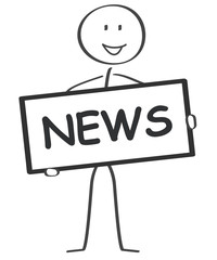 News Schild gehalten vom Strichm&auml;nnchen