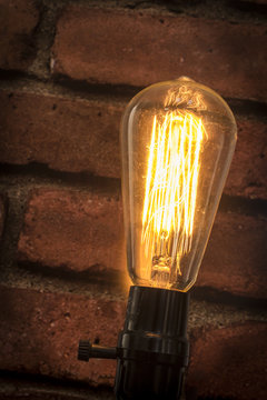 Edison Lightbulb Brick Wall