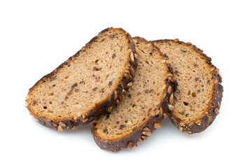 Rye bread isolated on white background.
