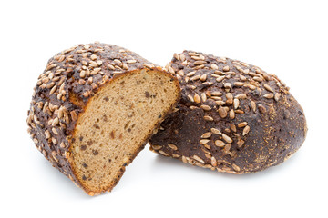 Rye bread isolated on white background.